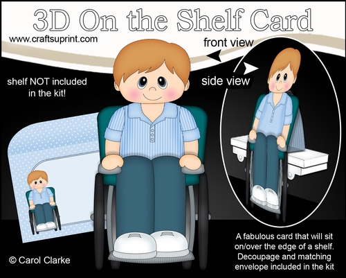 3D On the Shelf Card Kit - Cute Little Teen Daryll is a Wheelchair User