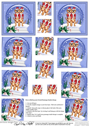 Christmas Meerkats Snowglobe Twisted Pyramage sheet