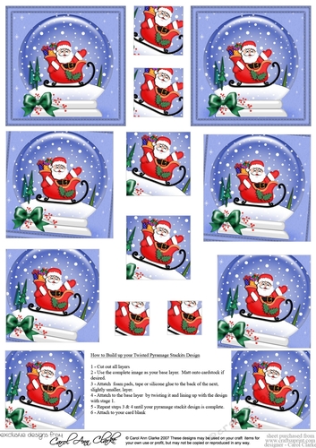 Christmas Santa Snowglobe Twisted Pyramage sheet