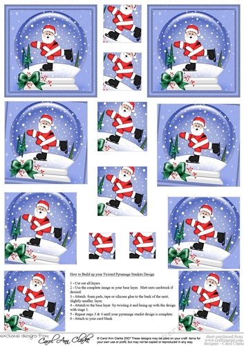 Christmas Santa Snowglobe Twisted Pyramage sheet