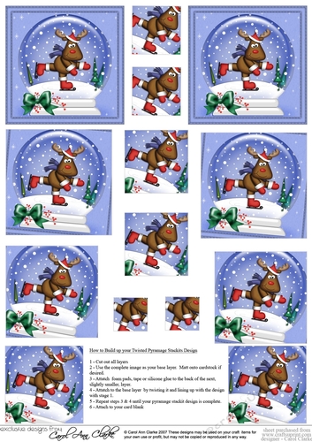 Christmas Rudolph Snowglobe Twisted Pyramage sheet