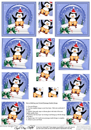 Christmas Penguin Snowglobe Twisted Pyramage sheet