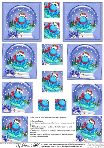 Christmas Frog Snowglobe Twisted Pyramage sheet