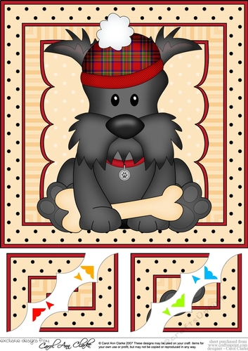 8 x 8 Cute Little Scottie Dog Scalloped Corner Topper