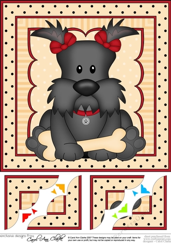 8 x 8 Cute Little Scottie Dog Scalloped Corner Topper