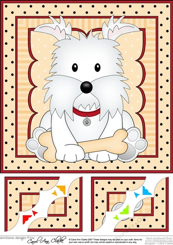 8 x 8 Cute Little Westie Dog Scalloped Corner Topper