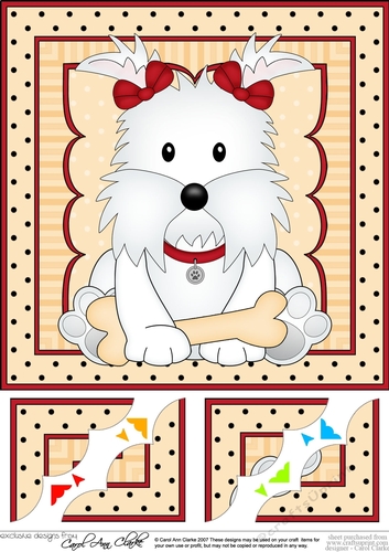 8 x 8 Cute Little Westie Dog Scalloped Corner Topper