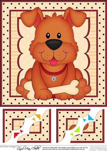 8 x 8 Cute Little Rusty Dog Scalloped Corner Topper