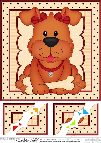 8 x 8 Cute Little Rusty Dog Scalloped Corner Topper