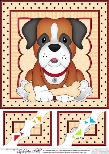 8 x 8 Cute Little Boxer Dog Scalloped Corner Topper