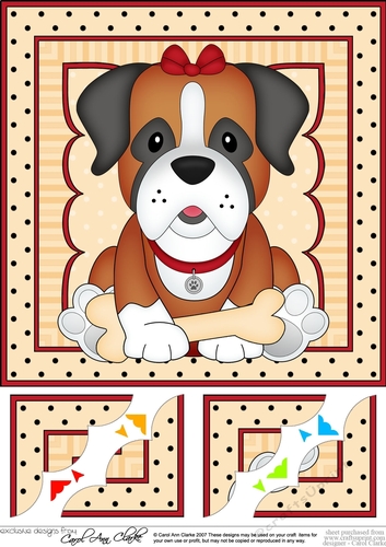 8 x 8 Cute Little Boxer Dog Scalloped Corner Topper