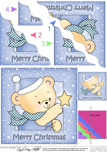 Cute Hunney Bear Robert has a Christmas Star - Wavy Corner side stacker Topper