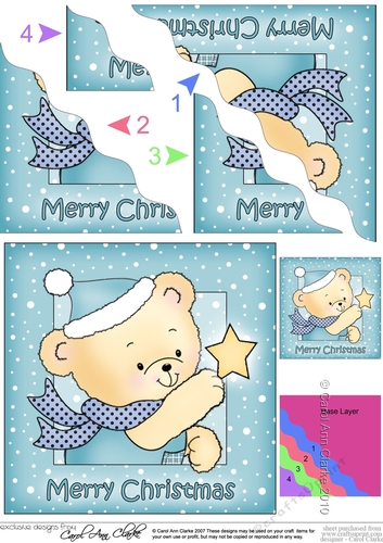Cute Hunney Bear Robert has a Christmas Star - Wavy Corner side stacker Topper