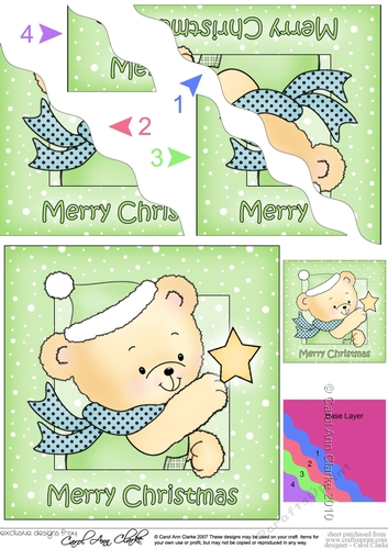 Cute Hunney Bear Robert has a Christmas Star - Wavy Corner side stacker Topper