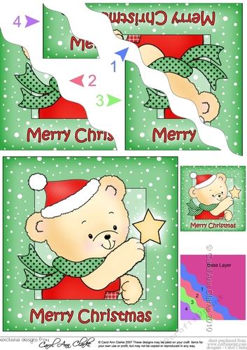 Cute Hunney Bear Robert has a Christmas Star - Wavy Corner side stacker Topper