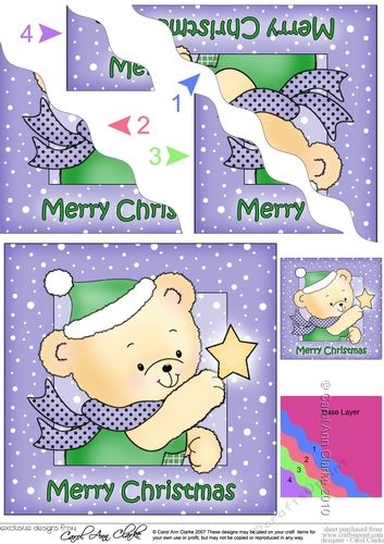 Cute Hunney Bear Robert has a Christmas Star - Wavy Corner side stacker Topper