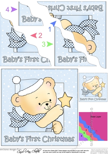 Cute Hunney Bear Robert has a Christmas Star - Babys 1st Christmas Wavy Corner side stacker Topper