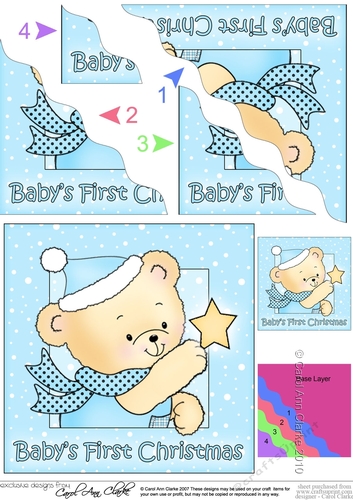 Cute Hunney Bear Robert has a Christmas Star - Babys 1st Christmas Wavy Corner side stacker Topper