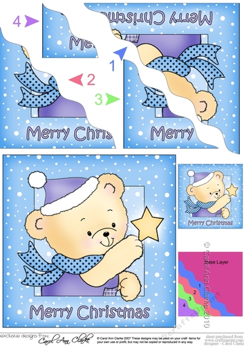 Cute Hunney Bear Robert has a Christmas Star - Wavy Corner side stacker Topper