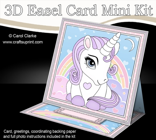 3D Easel Card Mini Kit - Cute Little Unicorn