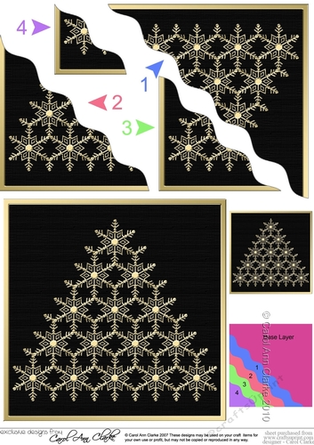 Elegant Metallic Christmas Snowflake Tree - Wavy Corner side stacker Topper