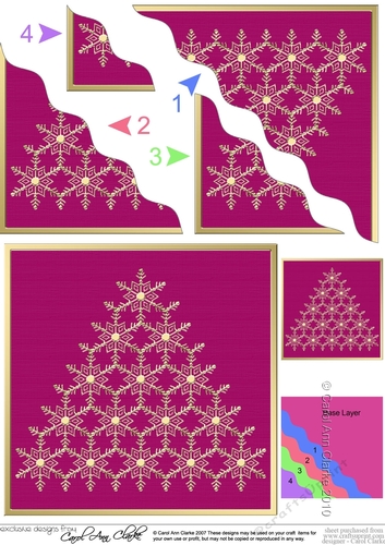 Elegant Metallic Christmas Snowflake Tree - Wavy Corner side stacker Topper