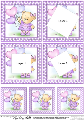 Hunney Bear Rosie has Pretty Balloons - Twisted Tunnel Topper