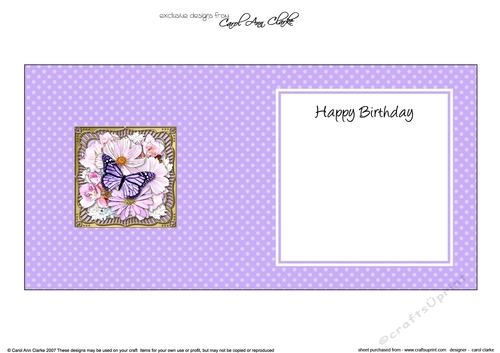 Flowers & Butterfly in a Gold Frame square landscape insert