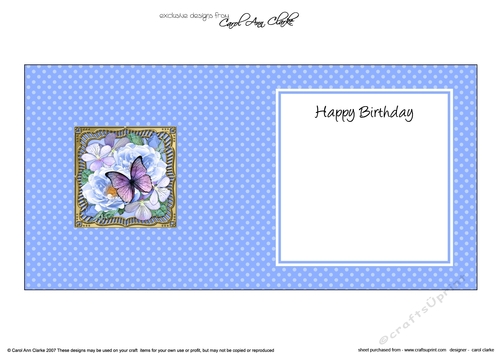 Flowers & Butterfly in a Gold Frame square landscape insert