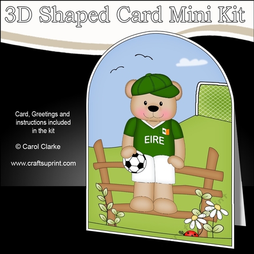 3D Shaped Card Kit - Little Footballer Freddy Teddy Plays for Eire