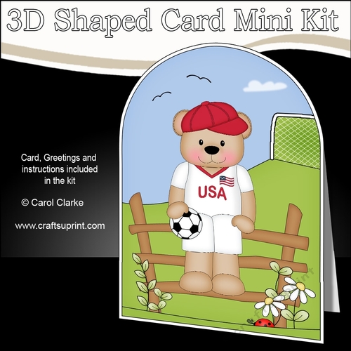 3D Shaped Card Kit - Little Footballer Freddy Teddy Plays for USA
