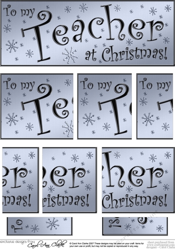 To my Teacher at Christmas DL side stacker Topper
