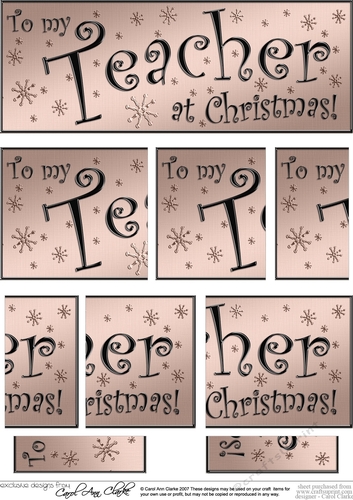 To my Teacher at Christmas DL side stacker Topper