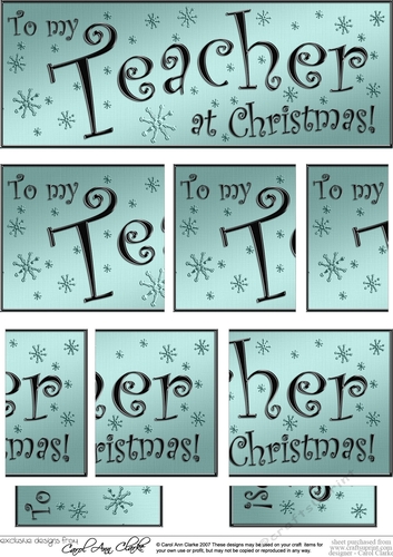 To my Teacher at Christmas DL side stacker Topper