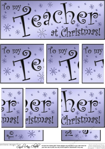 To my Teacher at Christmas DL side stacker Topper