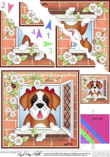 Scalloped Corner Stacker - Through the Window - Little St Bernard Dog