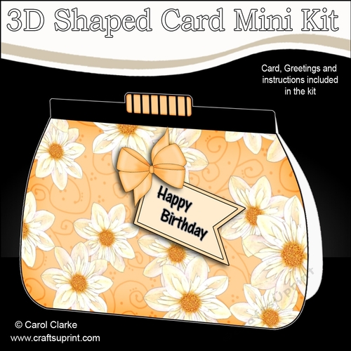 3D Shaped Card  Kit - Pretty Floral Clutch Bag