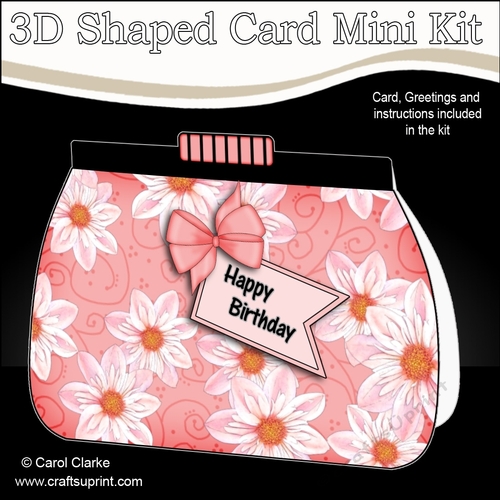 3D Shaped Card  Kit - Pretty Floral Clutch Bag