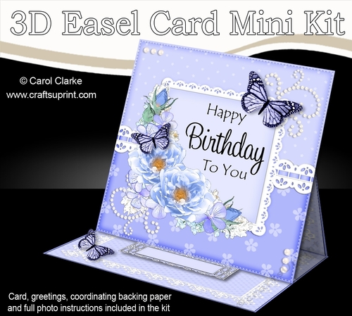 3D Easel Card Mini Kit - A Touch of Elegance Birthday - Flowers, Lace, Butterflies & Pearls