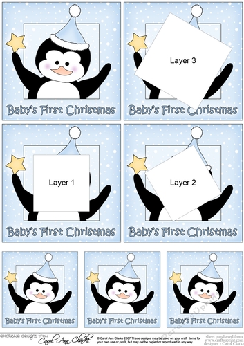 Cute Christmas Penguin - Babys 1st Christmas - Twisted Tunnel Topper