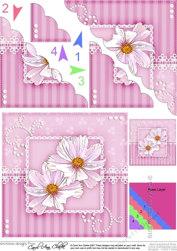A Touch of Elegance Flowers Pearls and Lace Scalloped Corner Stacker