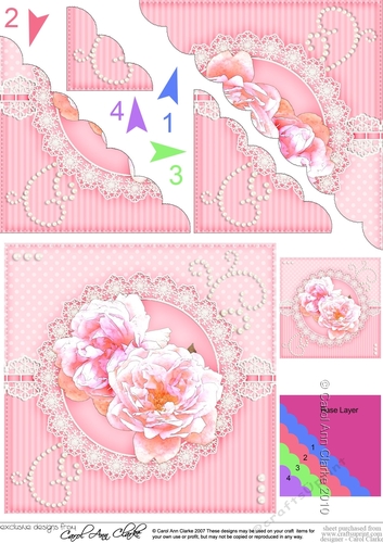 A Touch of Elegance Flowers Pearls and Lace Scalloped Corner Stacker