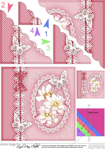 A Touch of Elegance Flowers Pearls and Lace Scalloped Corner Stacker