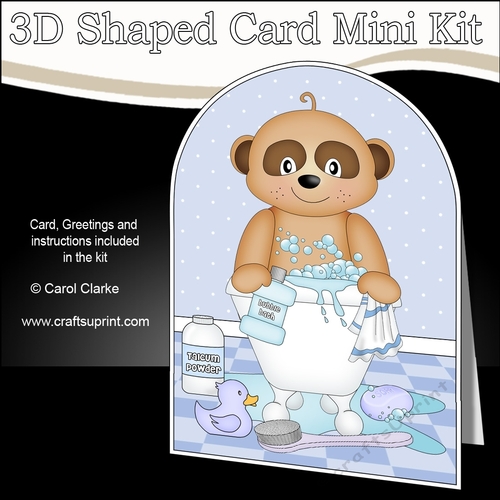 3D Shaped Card Kit - Bathtub Buddies - Cute Little Meerkat