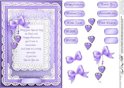 A5 Special Day, Lace and Pearls Quick Card with 3D Decoupage