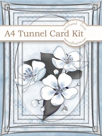 A4 Apple Blossom in Powder Blue Tunnel Card Kit
