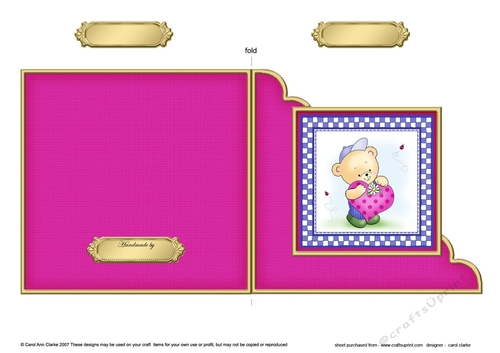Hunney Bear Robert has a Heart - Cut and Fold Corner Card 