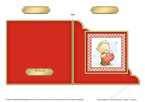 Hunney Bear Robert has a Heart - Cut and Fold Corner Card 