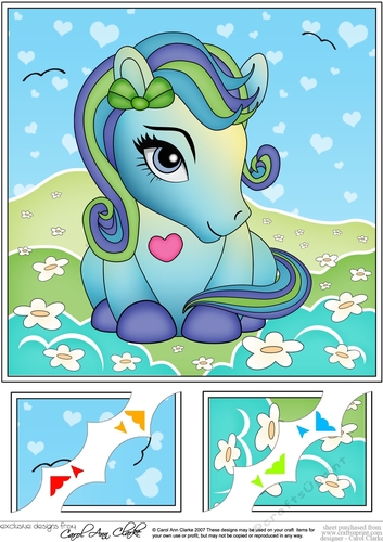 8 x 8 Cute Little Pony Scalloped Corner Topper 