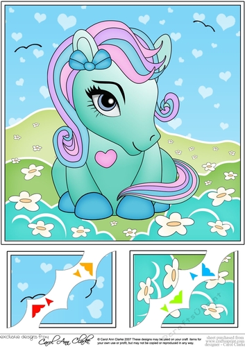 8 x 8 Cute Little Pony Scalloped Corner Topper 